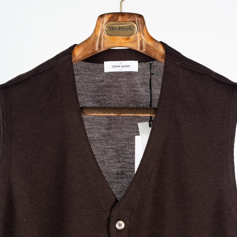 Gran Sasso Chocolate Single-Breasted Wool Waistcoat 6