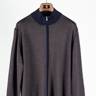 Gran Sasso Salt-and-Pepper Full-Zip Cardigan Brown 6