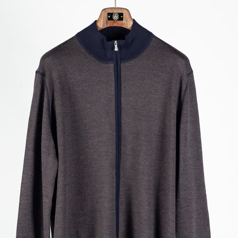 Gran Sasso Salt-and-Pepper Full-Zip Cardigan Brown 6