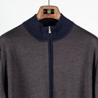 Gran Sasso Salt-and-Pepper Full-Zip Cardigan Brown 7