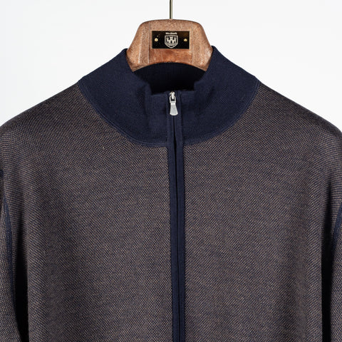 Gran Sasso Salt-and-Pepper Full-Zip Cardigan Brown 7