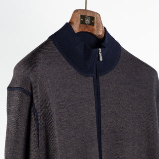 Gran Sasso Salt-and-Pepper Full-Zip Cardigan Brown 3