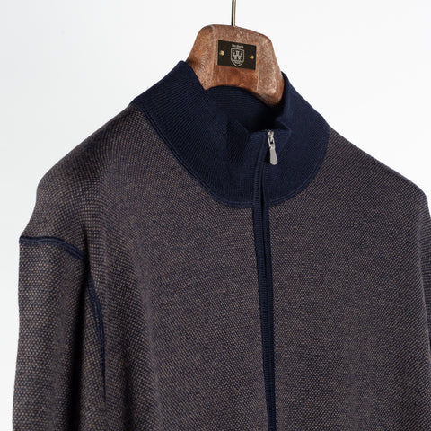 Gran Sasso Salt-and-Pepper Full-Zip Cardigan Brown 3