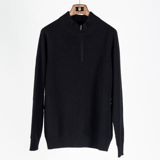 Gran Sasso Black Half-Zip Merino Pullover 1