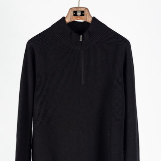 Gran Sasso Black Half-Zip Merino Pullover 6