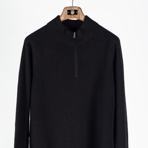 Gran Sasso Black Half-Zip Merino Pullover 6