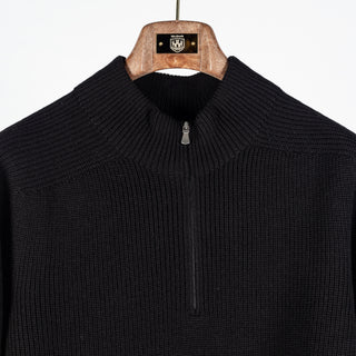 Gran Sasso Black Half-Zip Merino Pullover 7