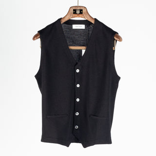 Gran Sasso Black Single-Breasted Wool Waistcoat 1