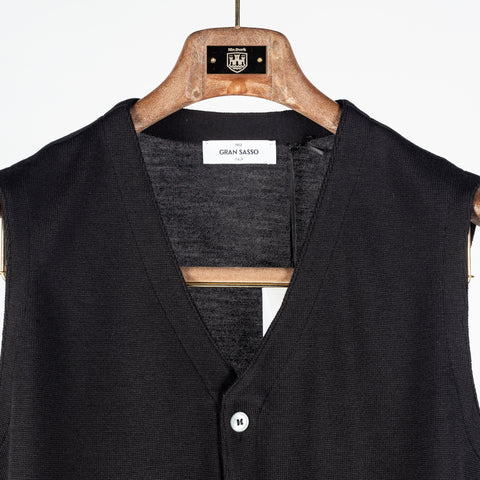 Gran Sasso Black Single-Breasted Wool Waistcoat 6