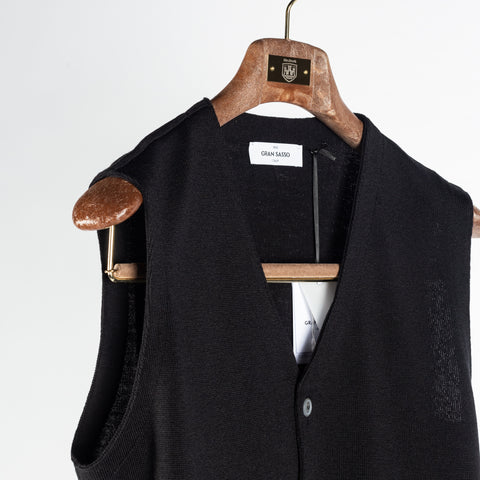 Gran Sasso Black Single-Breasted Wool Waistcoat 3