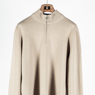 Gran Sasso Taupe Mock-Zip Wool-Cashmere Pullover 6