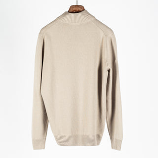 Gran Sasso Taupe Mock-Zip Wool-Cashmere Pullover 5