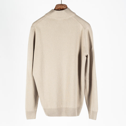 Gran Sasso Taupe Mock-Zip Wool-Cashmere Pullover 5