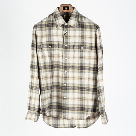 De Bonne Facture Grey Camargue Check Artist Shirt Brushed Cotton 1