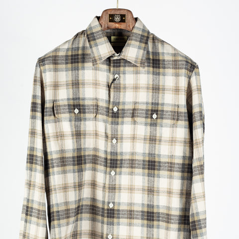 De Bonne Facture Grey Camargue Check Artist Shirt Brushed Cotton 6