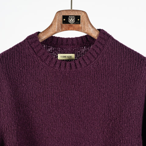 De Bonne Facture Plum Crew Neck Jumper Soft Boucle Wool 11