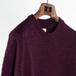 De Bonne Facture Plum Crew Neck Jumper Soft Boucle Wool 7
