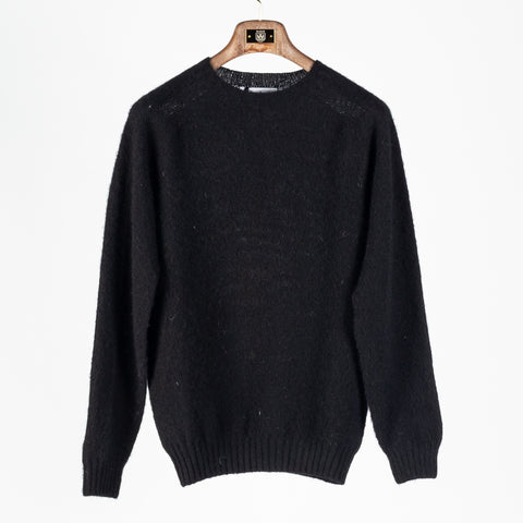 Harley of Scotland Black Shaggy Crew Neck Sweater 1