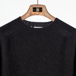 Harley of Scotland Black Shaggy Crew Neck Sweater 7