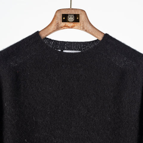 Harley of Scotland Black Shaggy Crew Neck Sweater 7