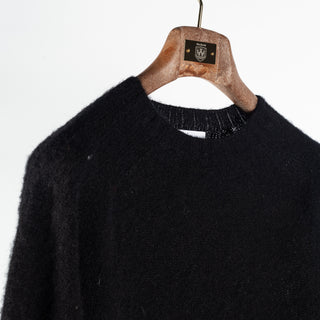 Harley of Scotland Black Shaggy Crew Neck Sweater 3