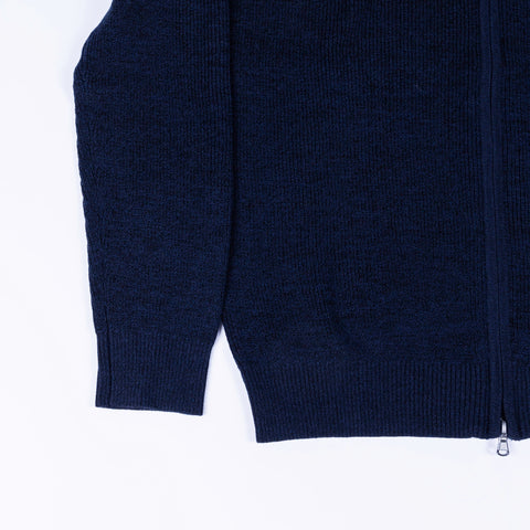 PYA Navy Marino Wool Ribbed Full Zip Sweater 3