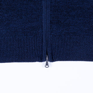 PYA Navy Marino Wool Ribbed Full Zip Sweater 4