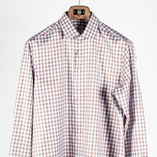 Stenstroms Grey and Orange Windowpane Check Twill Dress Shirt 6