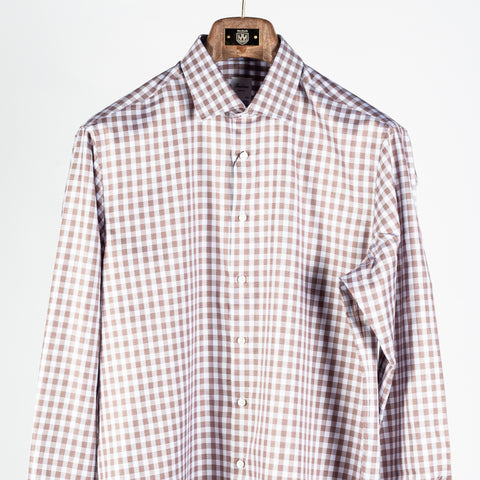 Stenstroms Grey and Orange Windowpane Check Twill Dress Shirt 6