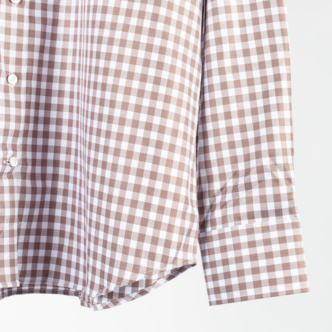 Stenstroms Grey and Orange Windowpane Check Twill Dress Shirt 4