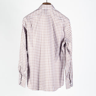 Stenstroms Grey and Orange Windowpane Check Twill Dress Shirt 5