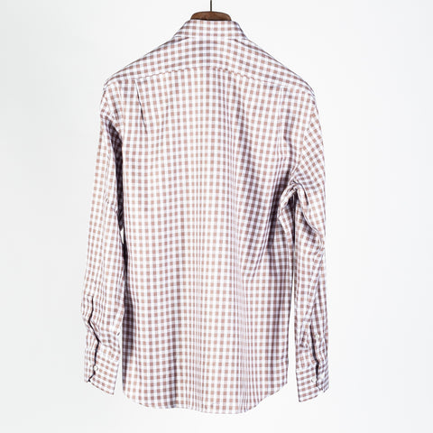 Stenstroms Grey and Orange Windowpane Check Twill Dress Shirt 5