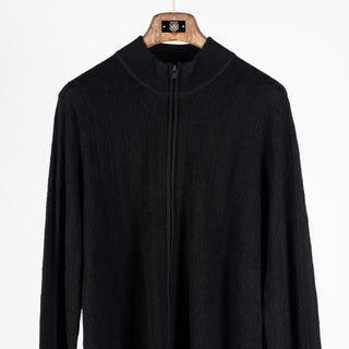 Patrick Assaraf Black Diamond Twill Merino Wool Full Zip Mock 6