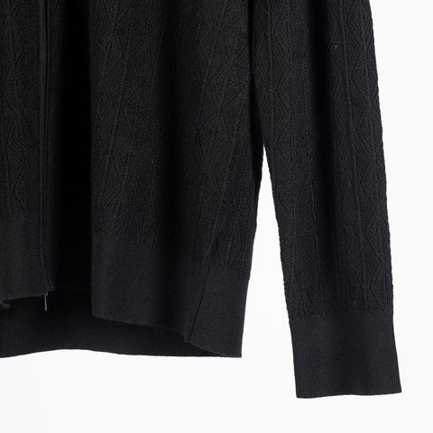Patrick Assaraf Black Diamond Twill Merino Wool Full Zip Mock 4