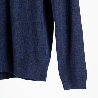 Patrick Assaraf Navy Mouline Drop Needle Merino Wool 3 Button Polo 4