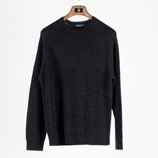 Patrick Assaraf Noir 12GG Merino Rib Raglan Crewneck Sweater 1