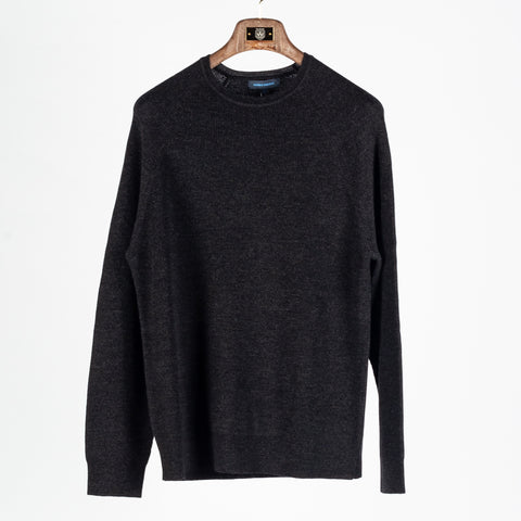 Patrick Assaraf Noir 12GG Merino Rib Raglan Crewneck Sweater 1