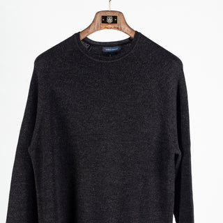 Patrick Assaraf Noir 12GG Merino Rib Raglan Crewneck Sweater 6