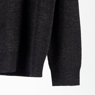 Patrick Assaraf Noir 12GG Merino Rib Raglan Crewneck Sweater 4