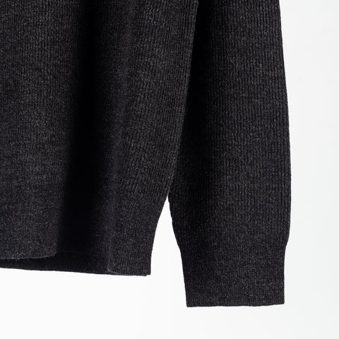 Patrick Assaraf Noir 12GG Merino Rib Raglan Crewneck Sweater 4
