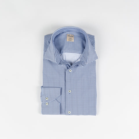 Stenstrom Blue Printed Jersey Stretch Dress Shirt 1