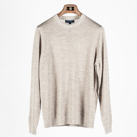 Patrick Assaraf Caffe Plaited Merino Wool Crewneck Sweater 1