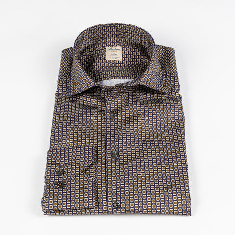 Stenstrom Casual Navy Patterned Twill Shirt 5