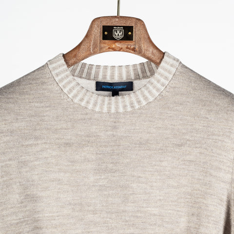 Patrick Assaraf Caffe Plaited Merino Wool Crewneck Sweater 7