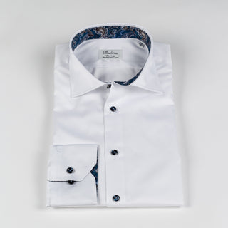 Stenstrom White Contrast Twill Dress Shirt 4
