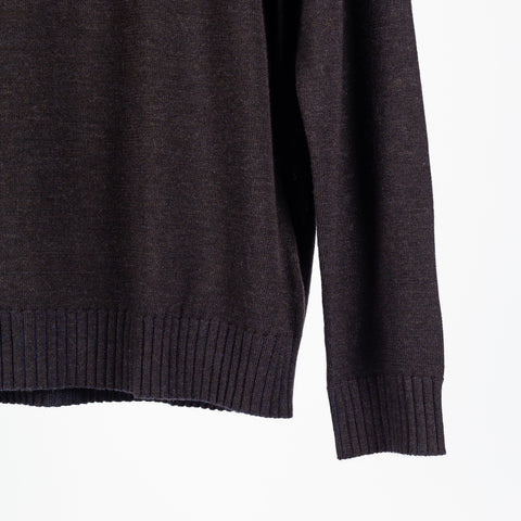 Patrick Assaraf Brownie Plaited Merino Wool Quarter Zip Mock 4