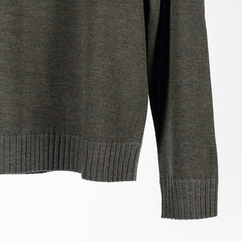 Patrick Assaraf Deep Olive Plaited Merino Wool Crewneck Sweater 4