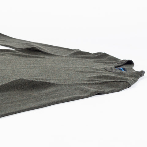 Patrick Assaraf Deep Olive Plaited Merino Wool Crewneck Sweater 8