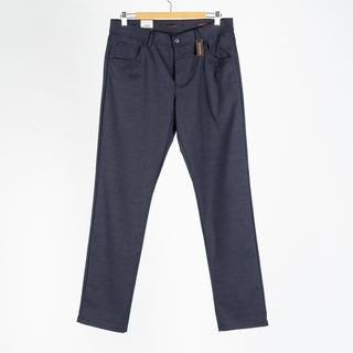 Alberto Navy Brushed Herringbone 1647 Stone Trousers 1
