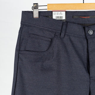 Alberto Navy Brushed Herringbone 1647 Stone Trousers 3